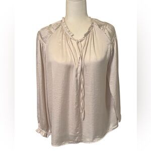 PHILOSOPHY Champagne Pleated Shoulders Blouse Size Large